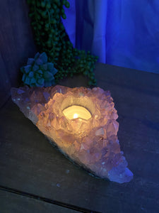 Amethyst Crystal tea light candle holder