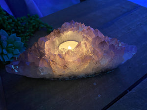 Amethyst Crystal tea light candle holder