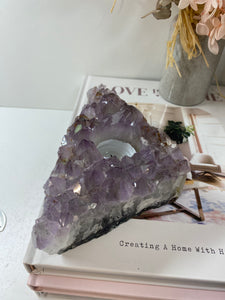 Amethyst Crystal tea light candle holder