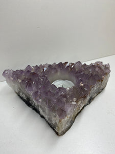 Amethyst Crystal tea light candle holder