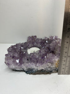 Amethyst Crystal tea light candle holder