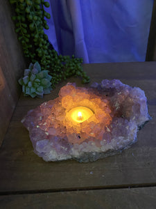 Amethyst Crystal tea light candle holder