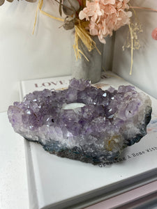 Amethyst Crystal tea light candle holder