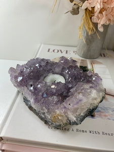 Amethyst Crystal tea light candle holder