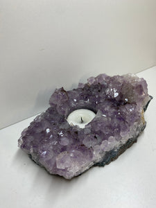 Amethyst Crystal tea light candle holder