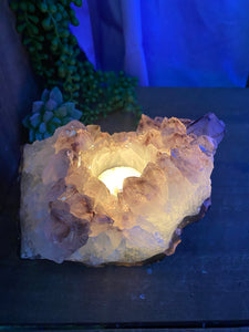 Amethyst Crystal tea light candle holder