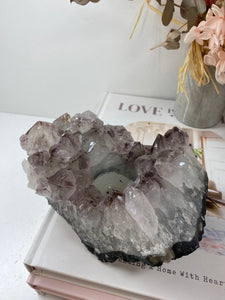 Amethyst Crystal tea light candle holder