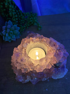 Amethyst Crystal tea light candle holder