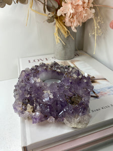 Amethyst Crystal tea light candle holder