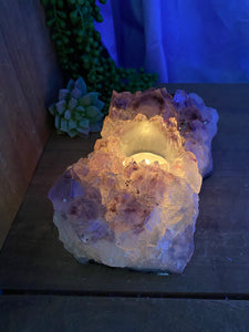 Amethyst Crystal tea light candle holder