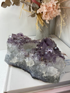 Amethyst Crystal tea light candle holder