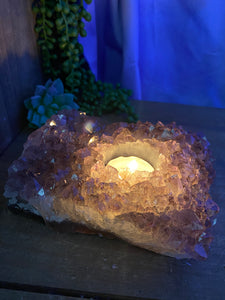 Amethyst Crystal tea light candle holder