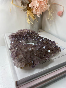 Amethyst Crystal tea light candle holder