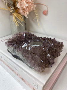 Amethyst Crystal tea light candle holder