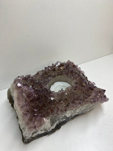 Amethyst Crystal tea light candle holder