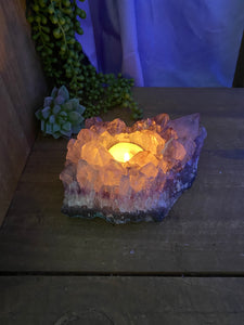 Amethyst Crystal tea light candle holder