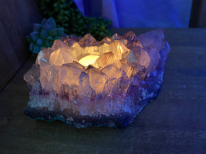 Amethyst Crystal tea light candle holder