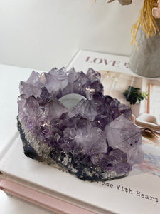 Amethyst Crystal tea light candle holder