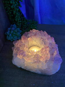 Amethyst Crystal tea light candle holder