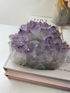 Amethyst Crystal tea light candle holder