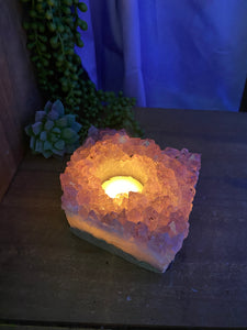 Amethyst Crystal tea light candle holder