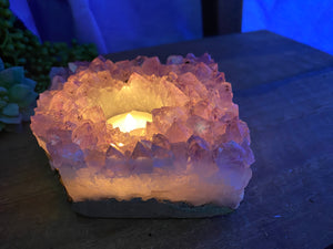 Amethyst Crystal tea light candle holder