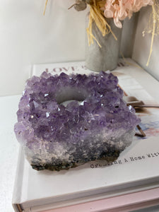 Amethyst Crystal tea light candle holder