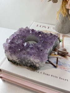 Amethyst Crystal tea light candle holder