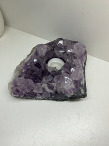 Amethyst Crystal tea light candle holder