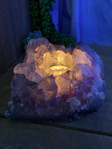 Amethyst Crystal tea light candle holder