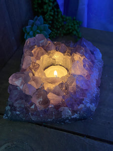 Amethyst Crystal tea light candle holder