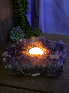 Amethyst Crystal tea light candle holder