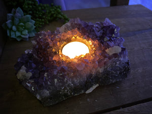 Amethyst Crystal tea light candle holder