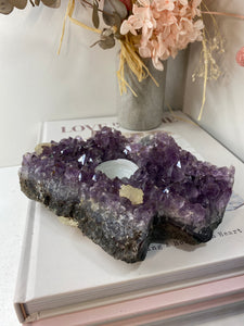 Amethyst Crystal tea light candle holder