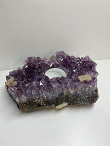 Amethyst Crystal tea light candle holder