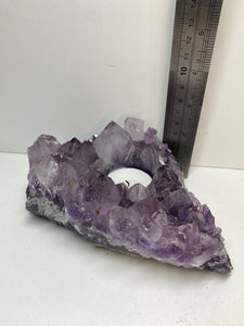 Amethyst Crystal tea light candle holder