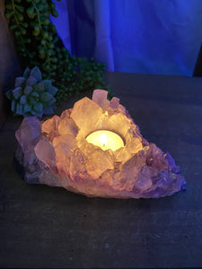 Amethyst Crystal tea light candle holder