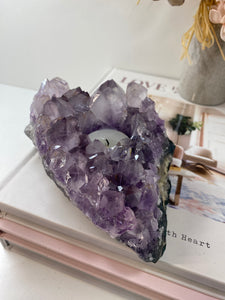 Amethyst Crystal tea light candle holder