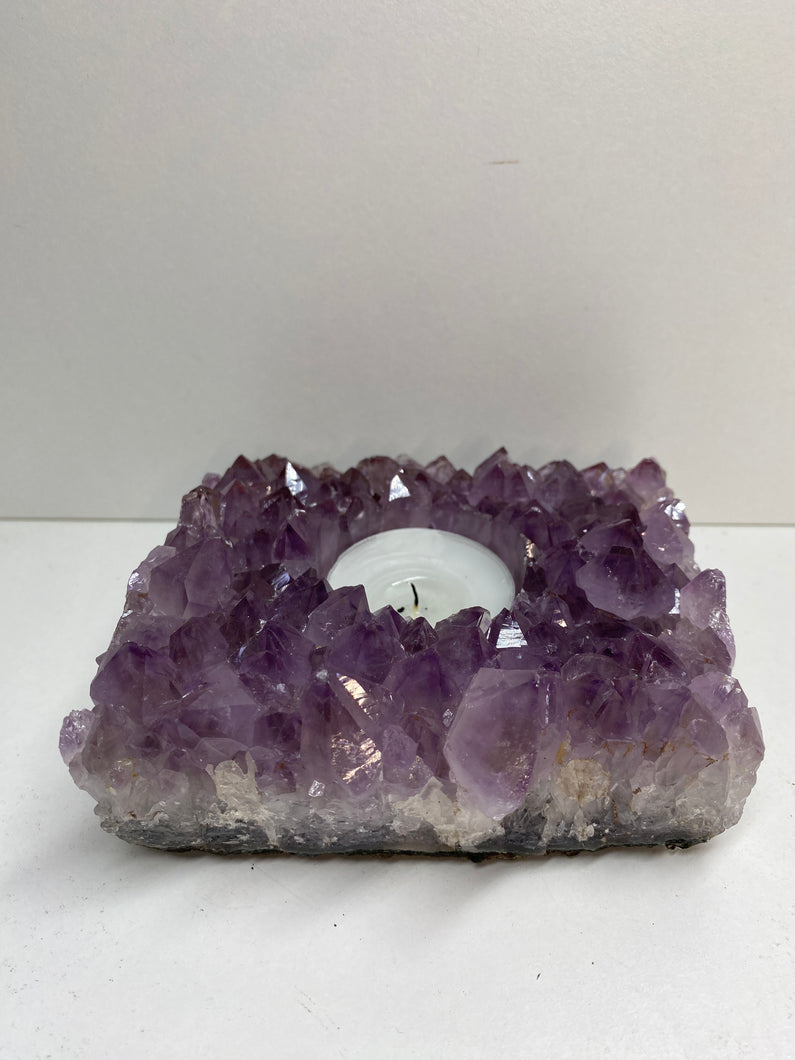 Amethyst Crystal tea light candle holder