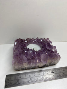 Amethyst Crystal tea light candle holder