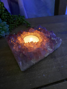 Amethyst Crystal tea light candle holder