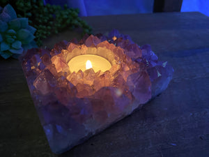 Amethyst Crystal tea light candle holder