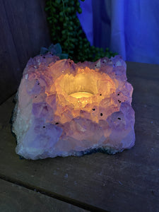 Amethyst Crystal tea light candle holder