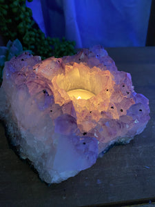 Amethyst Crystal tea light candle holder