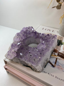 Amethyst Crystal tea light candle holder