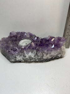 Amethyst Crystal tea light candle holder