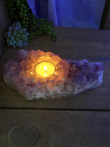 Amethyst Crystal tea light candle holder