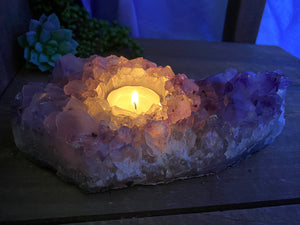 Amethyst Crystal tea light candle holder