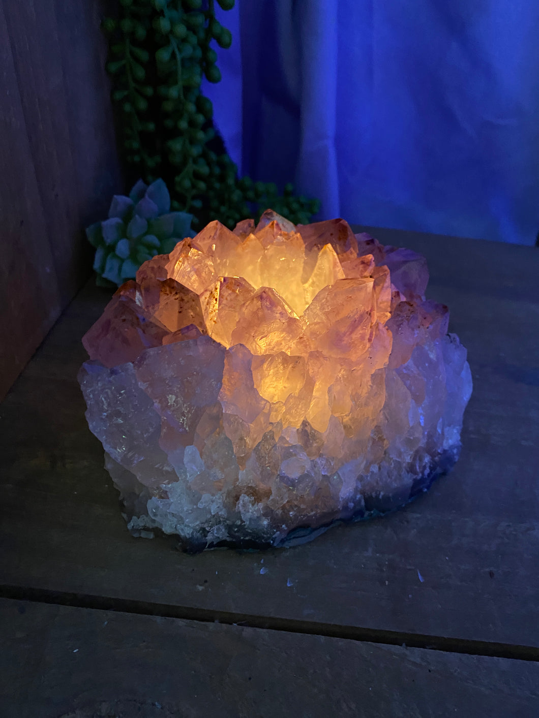 Amethyst Crystal tea light candle holder