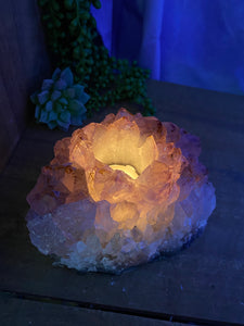 Amethyst Crystal tea light candle holder